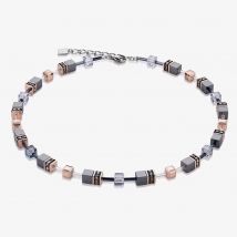 Coeur De Lion GeoCUBE Grey &amp; Rose Crystal Necklace 4015/10-0730