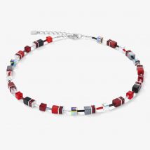 Coeur De Lion GeoCUBE Red &amp; Grey Multi Stone Necklace 4014/10-0312