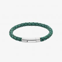 Unique Green Leather 21cm Stainless Steel Clasp Bracelet B552GS/21CM