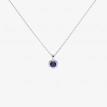 Diamonfire Round Blue Cubic Zirconia Halo Pendant Necklace P4626