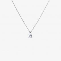 Diamonfire Silver 0.75ct Round Cubic Zirconia 4 Claw Pendant Necklace P4918
