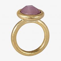 SENCE Twilight Gold Plated Round Pink Glass Ring V025