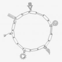 ChloBo Soul Compass Silver Multi Charm Link Bracelet SBLCMSC