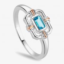 Clogau Silver &amp; 9ct Rose Gold Enchanted Gateways Swiss Blue Topaz Ring 3SEGW0729-M