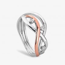 Clogau Swallow Falls 9ct Rose Gold Sterling Silver Topaz Swirl Ring 3SCTWIR-O