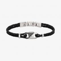 Emporio Armani Mens Black Leather ID Bracelet EGS3171040