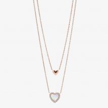 Fossil Hearts To You Mother Of Pearl Stainless Steel Multi-Strand Necklace JF03459791