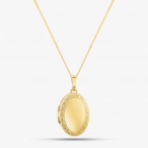 9ct Bubbled Border Oval Locket and 18&quot; Chain LK224 CN025A-18