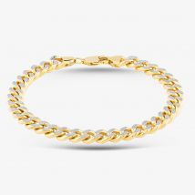 9ct Yellow Gold Textured 8.5 Inch Heavy Curb Chain Bracelet INV103485 (27.8G)