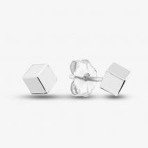 9ct White Gold Cube Stud Earrings SE172