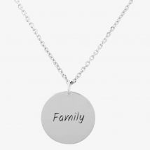 Silver Classic Family Disc Pendant Necklace THB001604