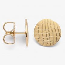 Bastian Gold Plated Round Disc Textured Stud Earrings 12704