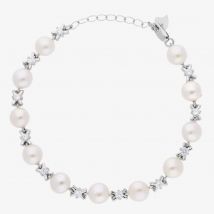 Silver Side Drilled Freshwater Pearl and Cubic Zirconia Kiss Bracelet BRW70031FW