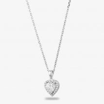 Starbright Silver Heart-cut Cubic Zirconia Halo Pendant THB-03P 3A