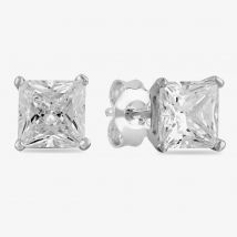 Starbright Silver 6mm Four Claw Square-Cut Cubic Zirconia Stud Earrings E304(6X6M) 3A