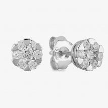 Starbright Silver Small Cubic Zirconia Floral Stud Earrings E4103(3A)