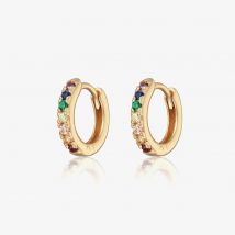 Scream Pretty 18ct Gold Plated Rainbow Cubic Zirconia Huggie Hoop Earrings SPESGS48-MC