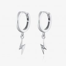 Scream Pretty Silver Rhodium Plated Lightning Bolt Hoop Earrings SPS-166