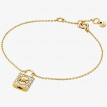 Michael Kors 14ct Gold Plated Cubic Zirconia Logo Padlock Bracelet MKC1631AN710