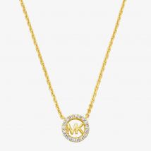 Michael Kors Gold Plated Round MK Cubic Zirconia Necklace MKC1726CZ710