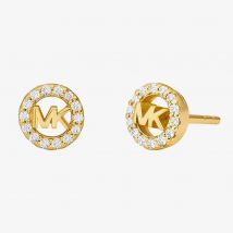 Michael Kors Gold Plated Round Cubic Zirconia Halo Stud Earrings MKC1727CZ710