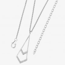 Lucy Quartermaine Silver Art Deco White Topaz Tie Pendant Necklace ADP5