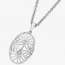 Lucy Quartermaine Silver Art Deco White Topaz Oval Pendant Necklace ADP7