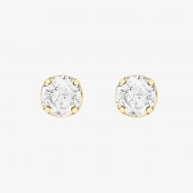9ct Yellow Gold 4mm Round Crystal Stud Earrings 1.58.6989