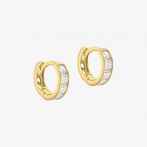 9ct Yellow Gold 9mm Crystal Huggie Hoop Earrings 1.58.9199