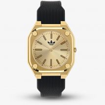 Adidas Unisex City Tech Thin Black &amp; Gold Watch AOFH245022I