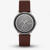 Skagen Mens Signatur Brown Leather Strap Watch SKW6941