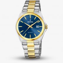 Festina Mens Classic Two-Tone Blue Dial Watch F20554/4