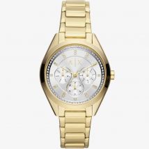Armani Exchange Ladies Giacomo Gold Plated Silver Dial Watch AX5657