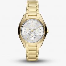 Armani Exchange Ladies Giacomo Gold Plated Silver Dial Watch AX5657