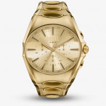Diesel Mens D-Curve Gold Plated Chronograph Dial Watch DZ4695