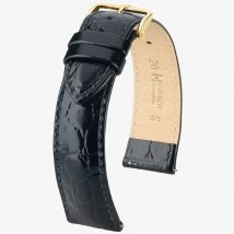 HIRSCH Crocograin 19mm Long Black Leather Watch Strap 12322850-1-19