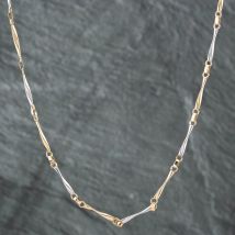 Pre-Owned 9ct Two Colour Gold 18 Inch Bar Chain 41021319