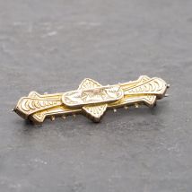 Pre-Owned Vintage 9ct Yellow Gold Leaf Patterned Brooch 41131085