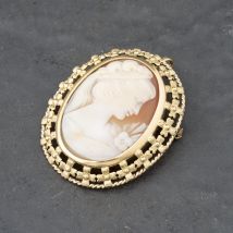 Pre-Owned Vintage Yellow Gold Cameo Oval Brooch 41131109