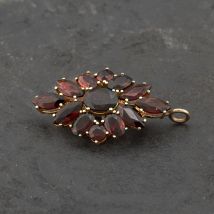 Pre-Owned 9ct Yellow Gold Garnet Oval Marquise Cluster Design Brooch 41131149
