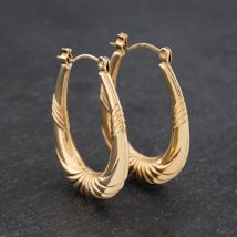 Pre-Owned Yellow Gold Patterned Creole Earrings 41172872