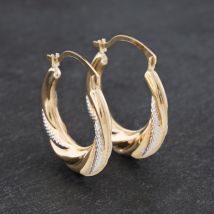 Pre-Owned Two Colour Gold Twisted Creole Earrings 41172888