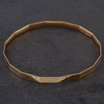 Pre-Owned 9ct Yellow Gold Greek Key Bangle 4121053