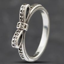 Pre-Owned Pandora Silver Cubic Zirconia Bow Dress Ring 41221299