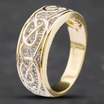 Pre-Owned 9ct Two Colour Gold Diamond Swirl Patterned Ring 41481330