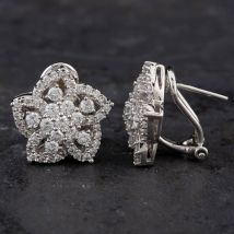 Pre-Owned 18ct White Gold 1.75ct Brilliant Cut Diamond 5 Point Star Openwork Stud Earrings 4317076