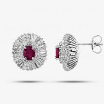Pre-Owned 14ct White Gold 1.90ct Ruby &amp; 0.65ct Diamond Stud Earrings 4317134