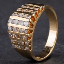 Pre-Owned 14ct Yellow Gold Diamond Four Row Pyramid Fancy Ring 4328746