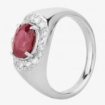 Pre-Owned Platinum 1.50ct Ruby &amp; 0.20ct Diamond Cluster Ring 4335039