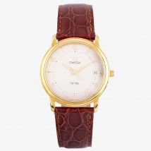 Pre-Owned Omega Deville 18ct Gold Leather Strap Watch 4406107